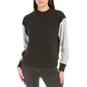 NWT Calme By Johhny Was Womens Pullover Mock Neck Sweatshirt Black/Gray Small